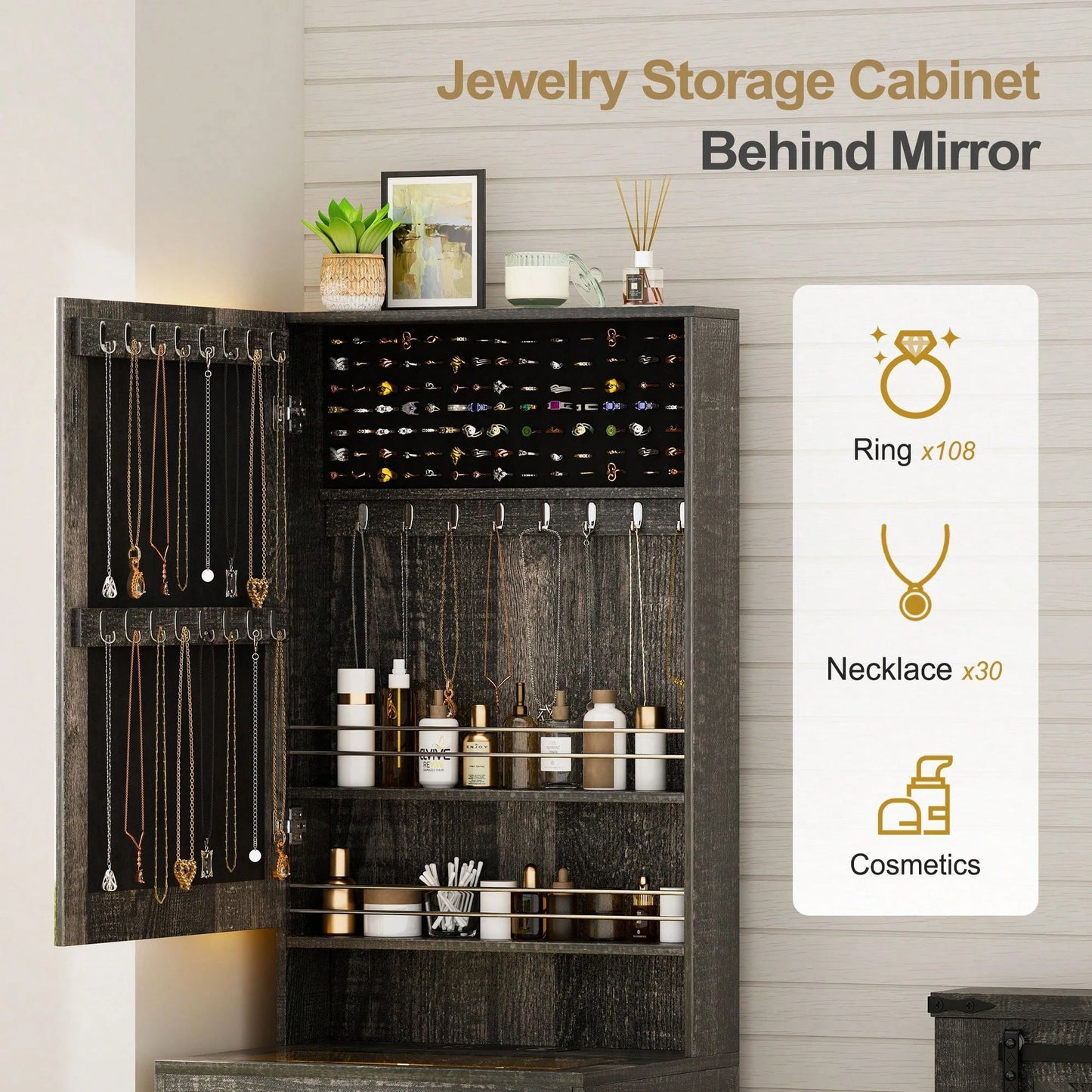 GLAMORA™ 7-in-1 Vanity Table with LED Mirror, Chair, Charging Station & Hidden Compartments